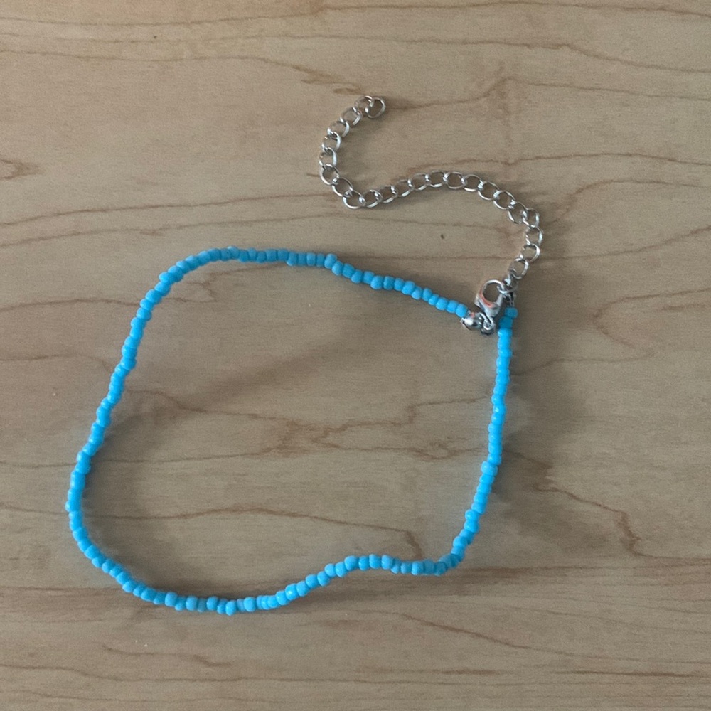 blue beaded necklace
